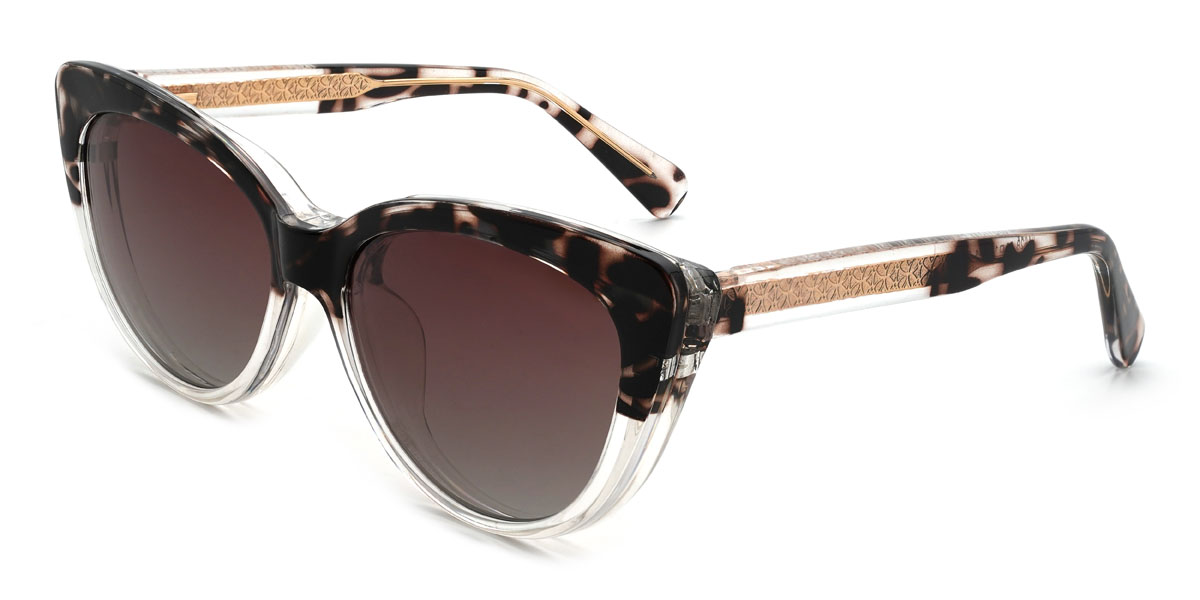 Tortoiseshell Gradual Brown Kiara Glasses - Cat Eye Clip-On Sunglasses