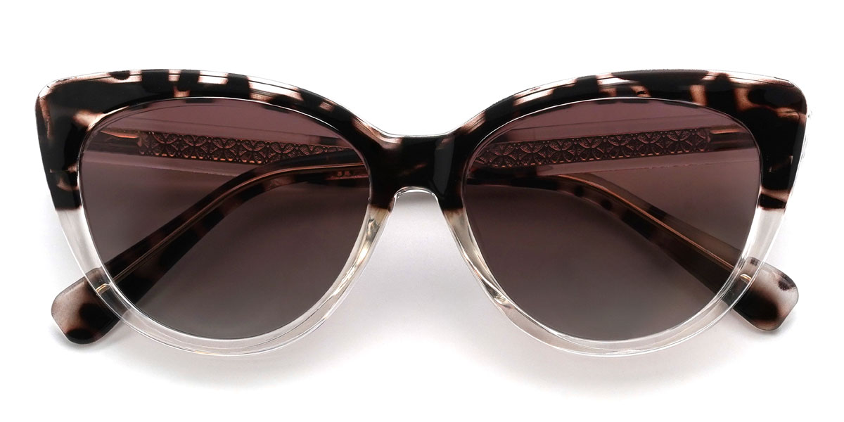 Tortoiseshell Gradual Brown Kiara Glasses - Cat Eye Clip-On Sunglasses