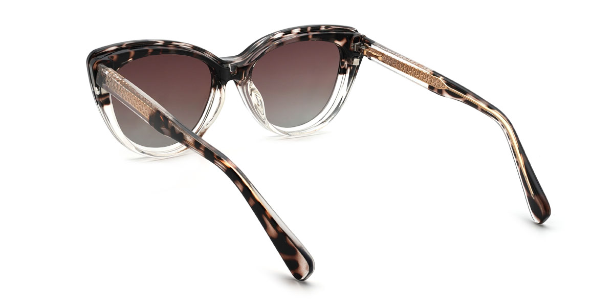 Tortoiseshell Gradual Brown Kiara Glasses - Cat Eye Clip-On Sunglasses