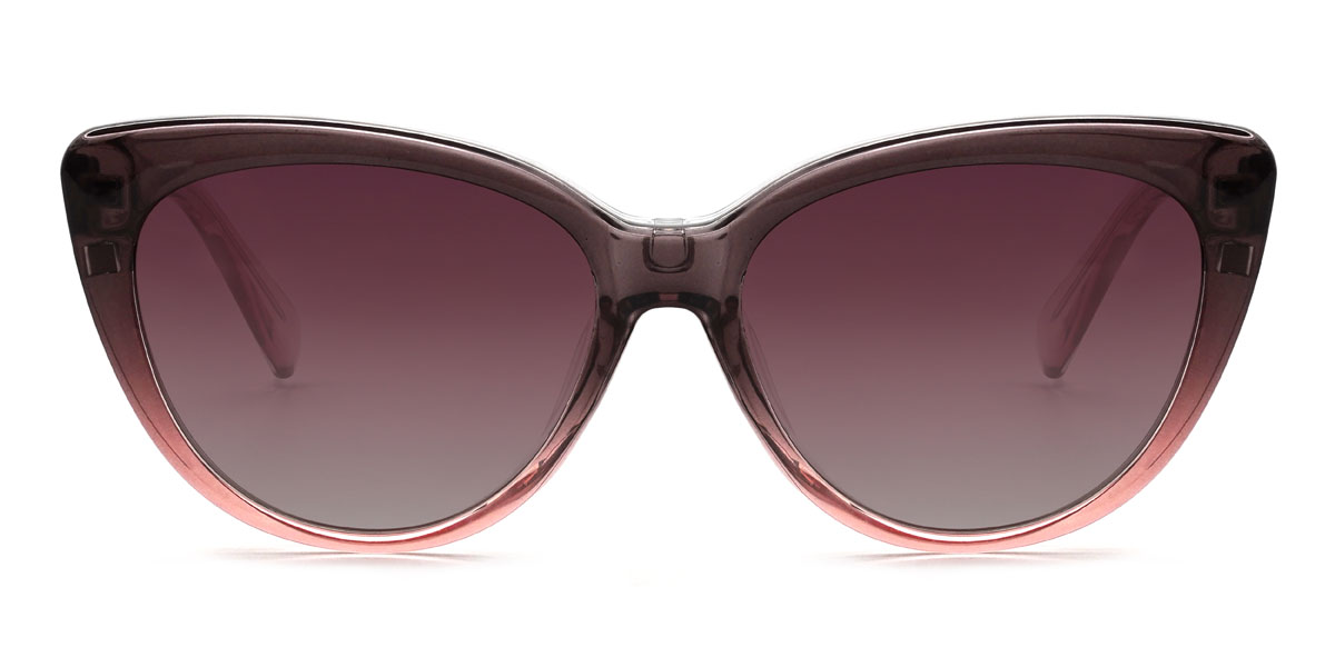 Grey Pink Gradual Pink Kiara Glasses - Cat Eye Clip-On Sunglasses