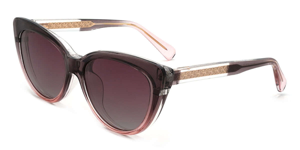 Grey Pink Gradual Pink Kiara Glasses - Cat Eye Clip-On Sunglasses