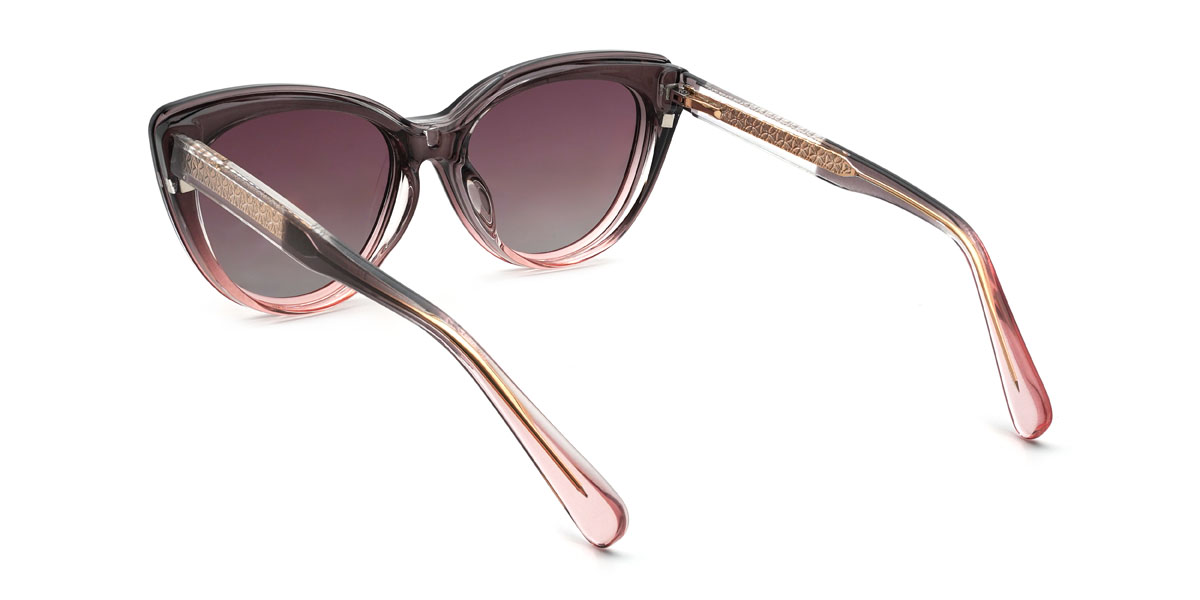 Grey Pink Gradual Pink Kiara Glasses - Cat Eye Clip-On Sunglasses