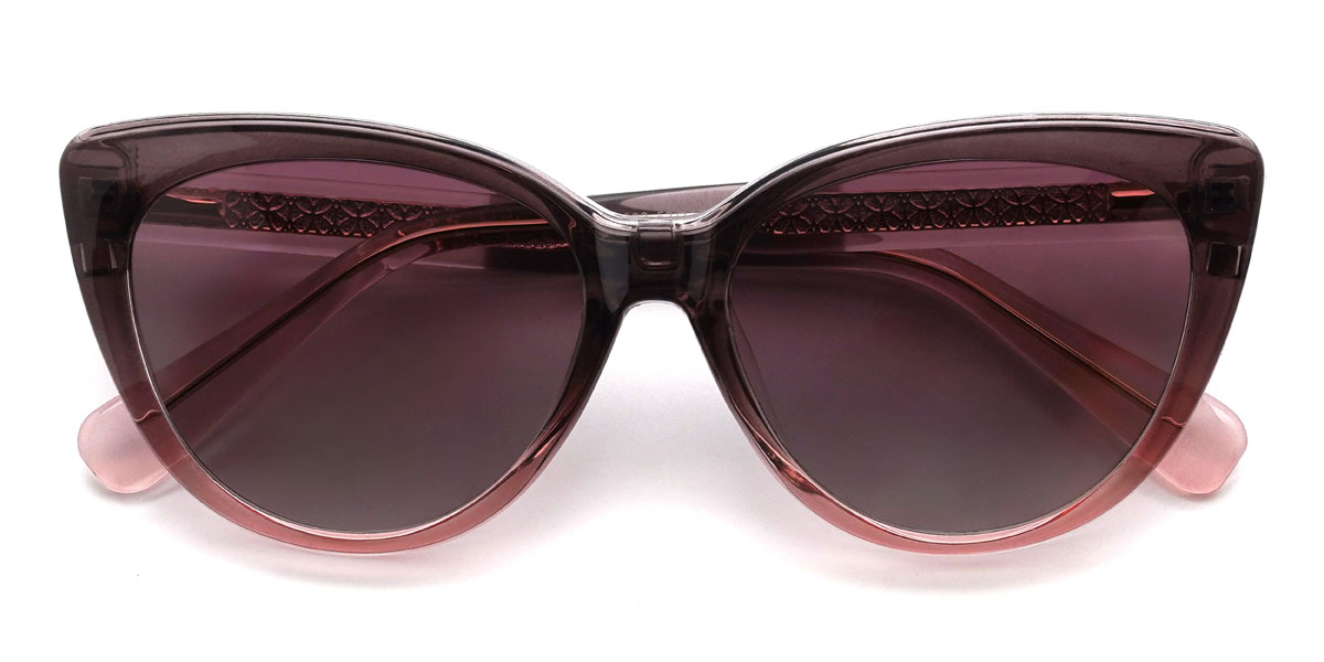 Grey Pink Gradual Pink Kiara Glasses - Cat Eye Clip-On Sunglasses