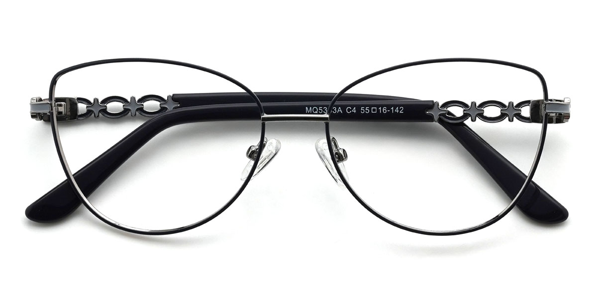 Black Silver Ainsley Glasses - Cat Eye Glasses
