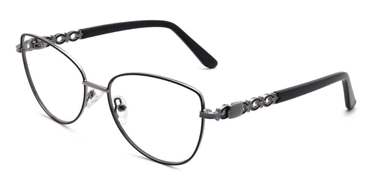 Black Silver Ainsley Glasses - Cat Eye Glasses