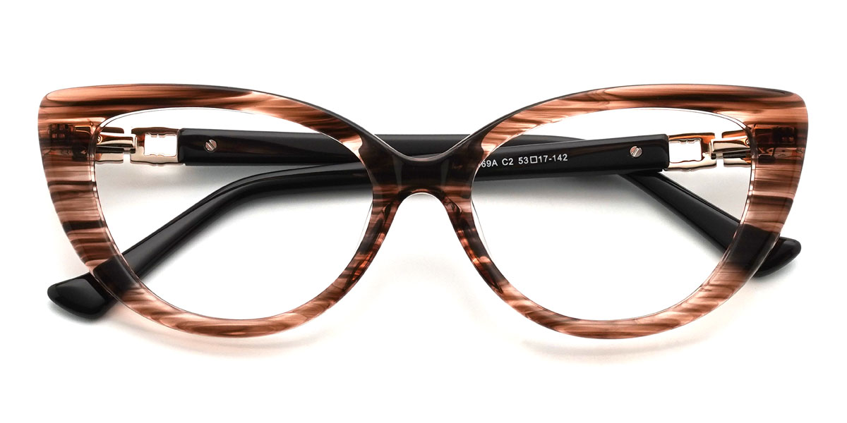Brown Stripes Sarai Glasses - Cat Eye Glasses