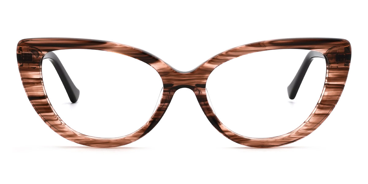 Brown Stripes Sarai Glasses - Cat Eye Glasses