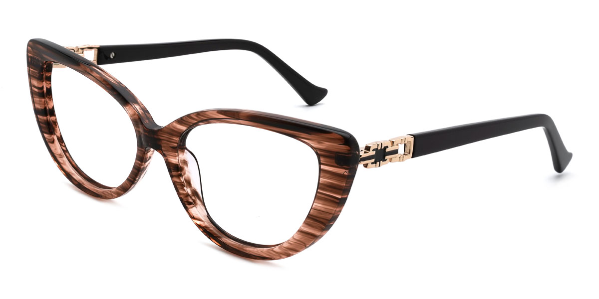 Brown Stripes Sarai Glasses - Cat Eye Glasses