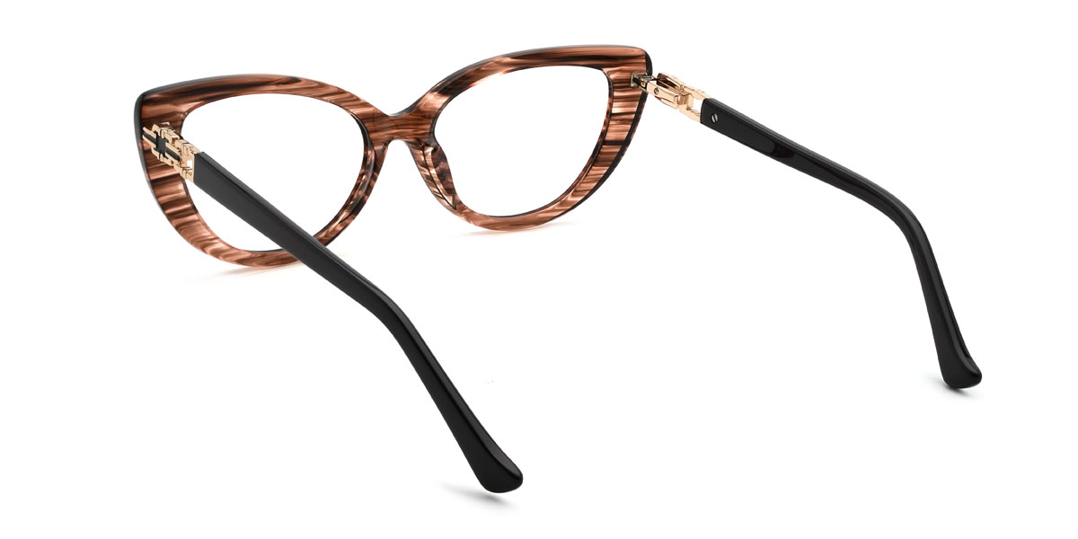 Brown Stripes Sarai Glasses - Cat Eye Glasses