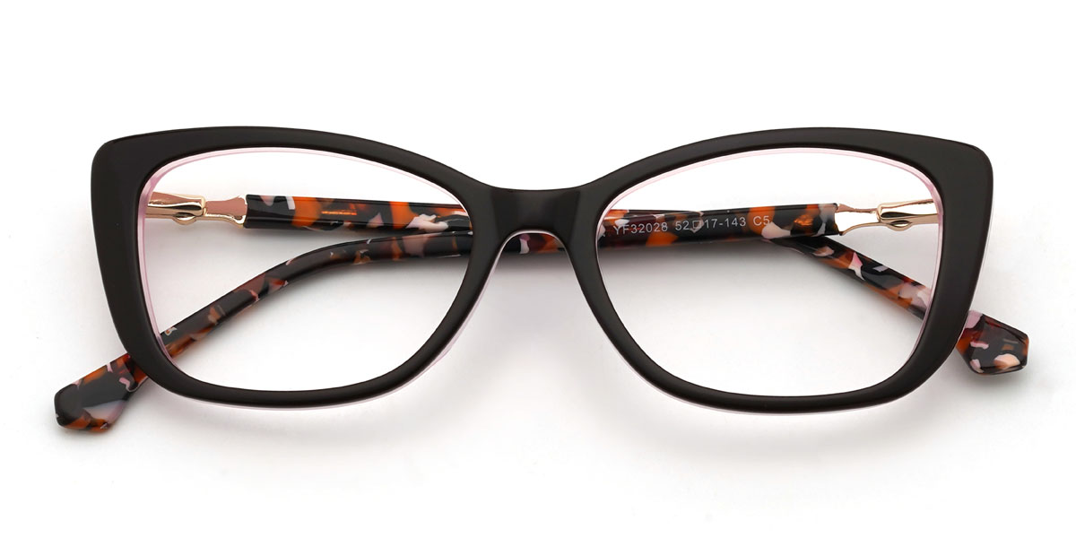 Fekete rózsaszín Delfina Szemüveg - Rectangle Glasses