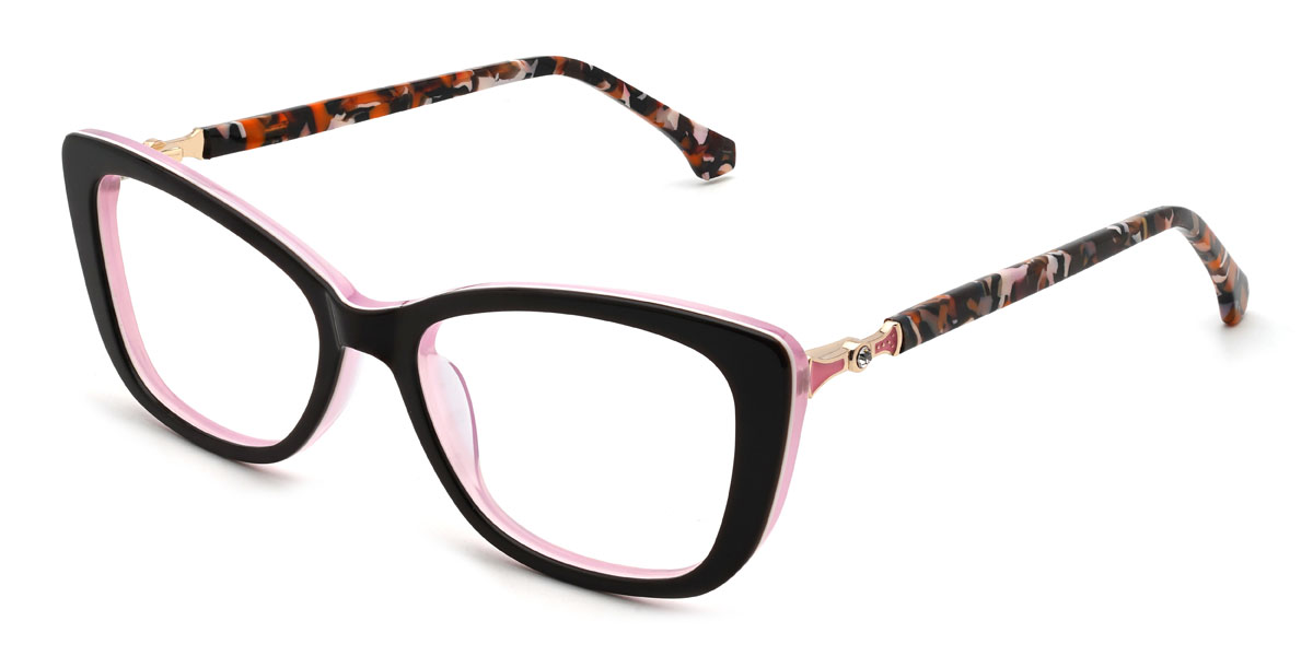 Fekete rózsaszín Delfina Szemüveg - Rectangle Glasses