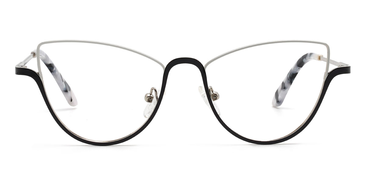 Čierno strieborná Jenny - Cat Eye Glasses