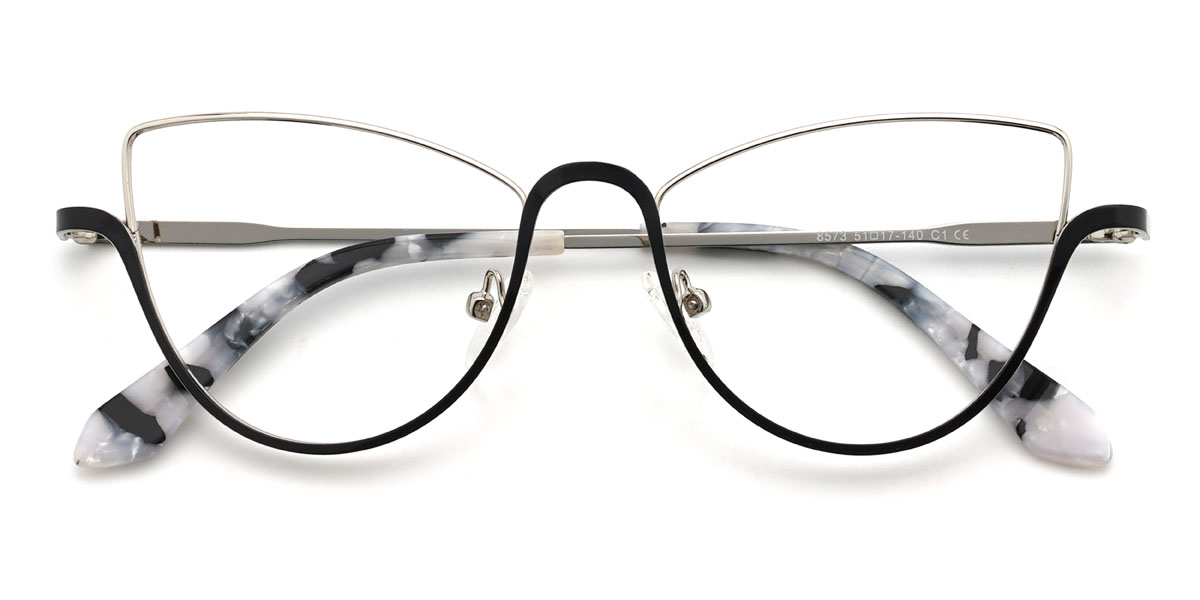 Fekete ezüst Jenny Szemüveg - Cat Eye Glasses