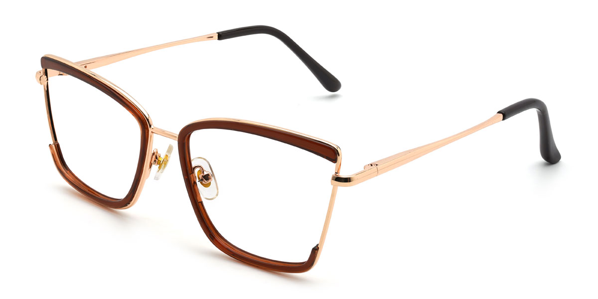 Doré Brun Carlee Lunettes - Rectangle Glasses