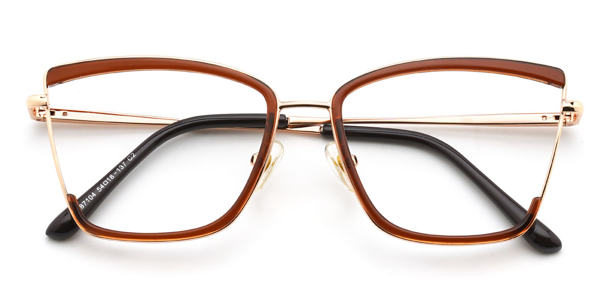Doré Brun Carlee Lunettes - Rectangle Glasses