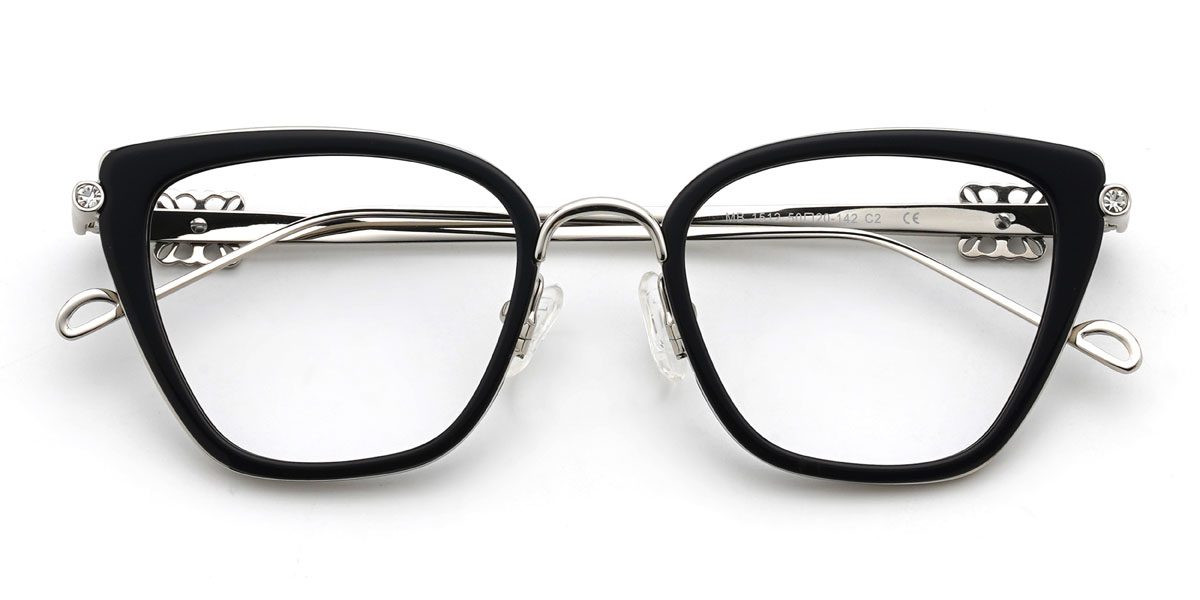 Black Silver Angie Glasses - Cat Eye Glasses