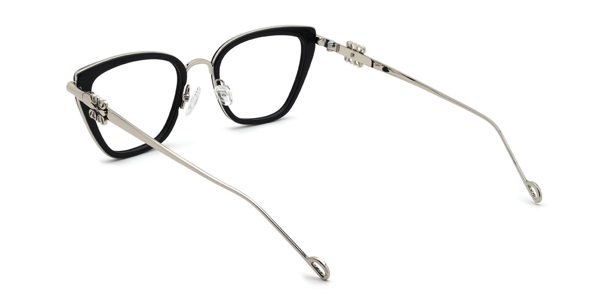 Black Silver Angie Glasses - Cat Eye Glasses