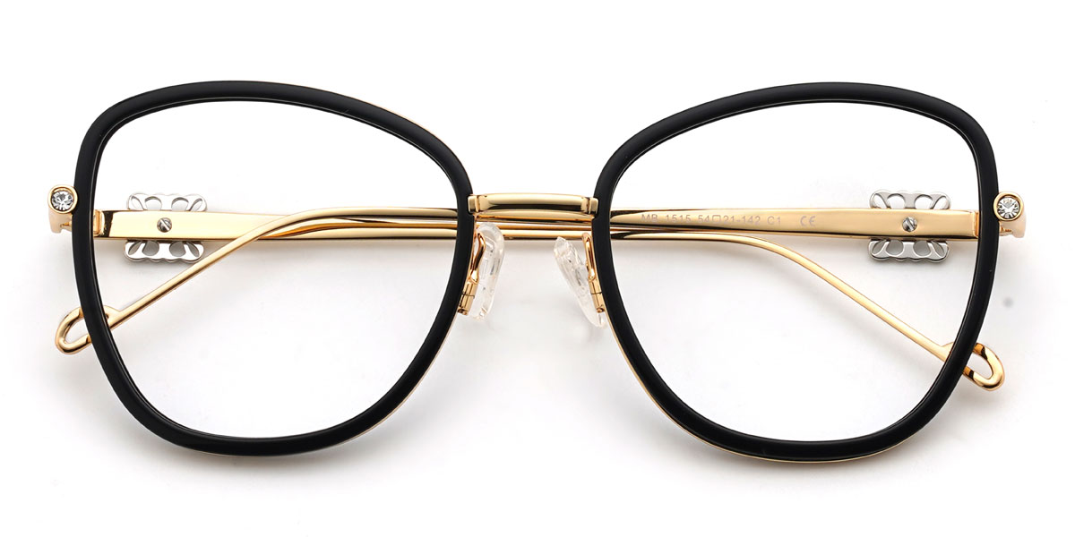 Dorado Negro Emmaline Gafas - Oval Glasses