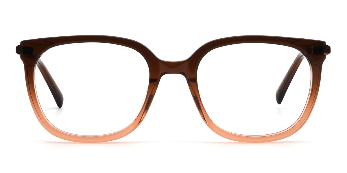 Braun Orange Kyndall - Rectangle Glasses