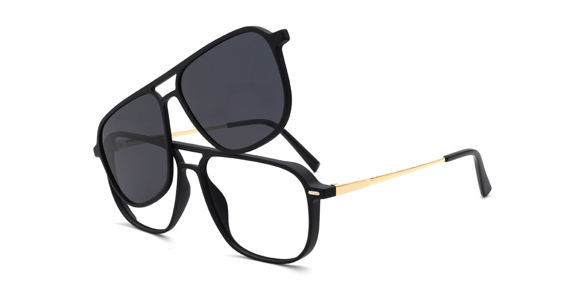 Black Grey Camilo Glasses - Aviator Clip-On Sunglasses