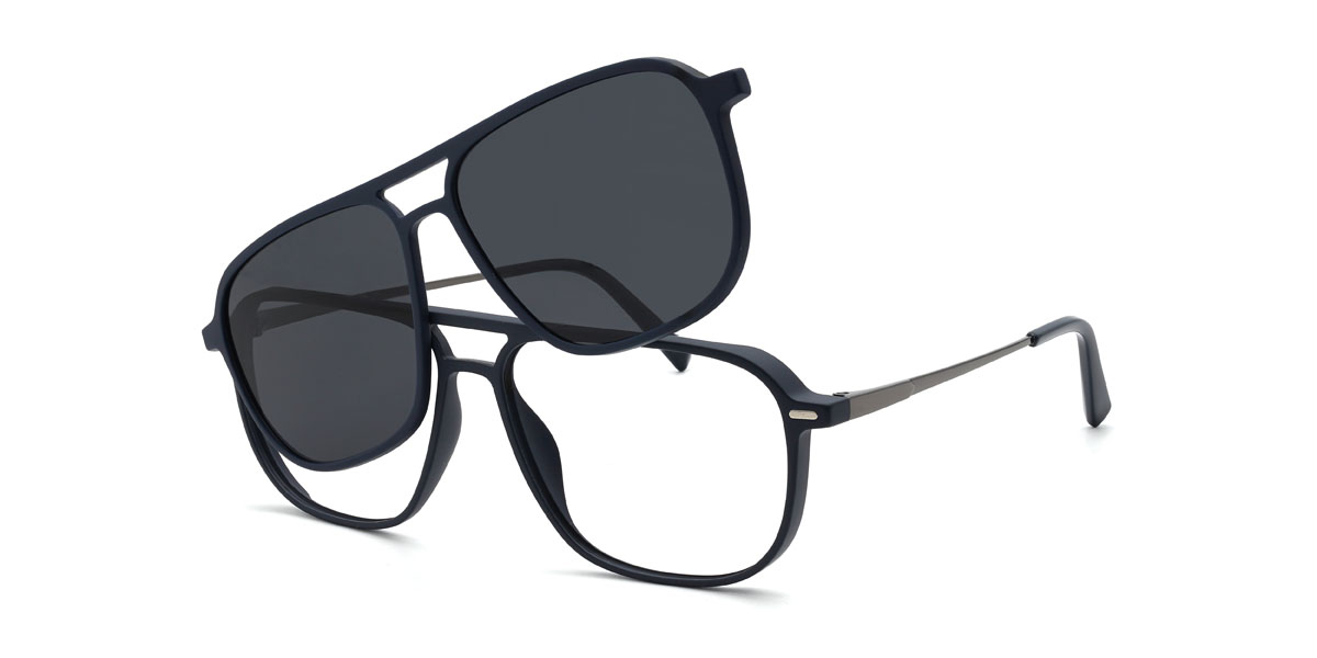 Azul Gris Camilo Gafas - Aviator Clip-On Sunglasses