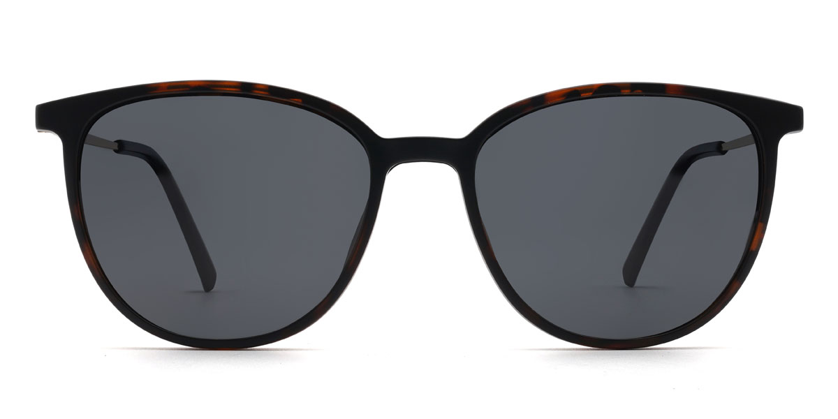Tortoiseshell Grey Marceline Glasses - Oval Clip-On Sunglasses