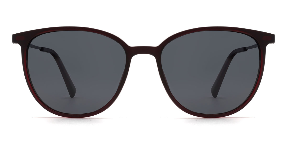 Wine Grey Marceline Glasses - Oval Clip-On Sunglasses