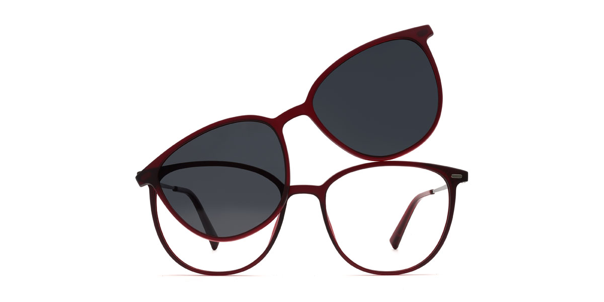 Wine Grey Marceline Glasses - Oval Clip-On Sunglasses
