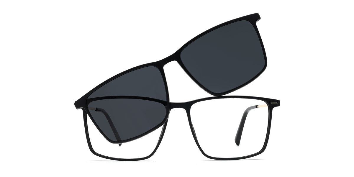 Black Grey Armando - Round Clip-On Sunglasses