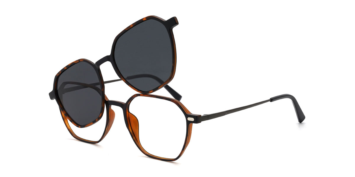 Carey Gris Landry Gafas - Rectangle Clip-On Sunglasses