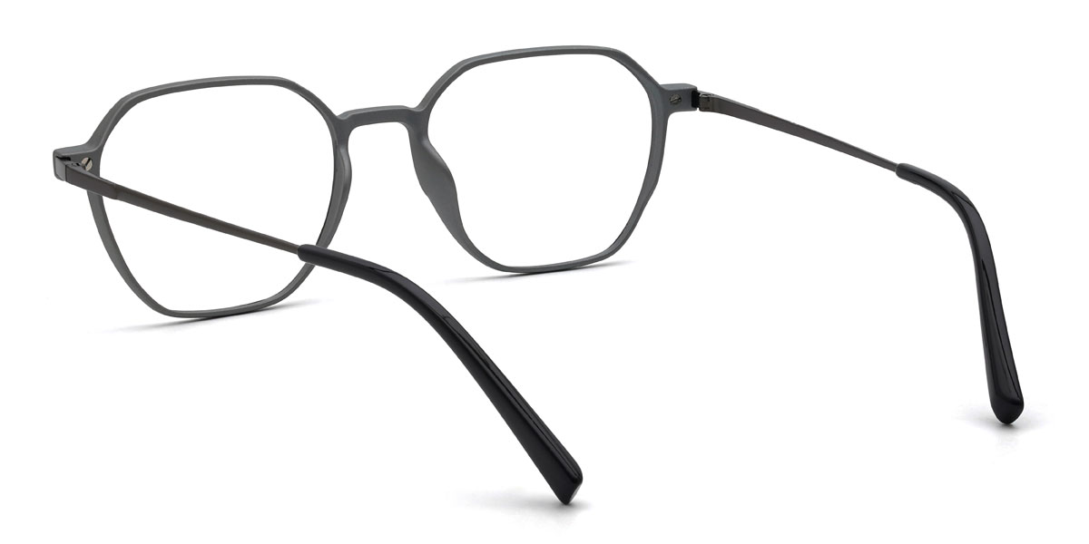 Gun Grey Landry Glasses - Rectangle Clip-On Sunglasses