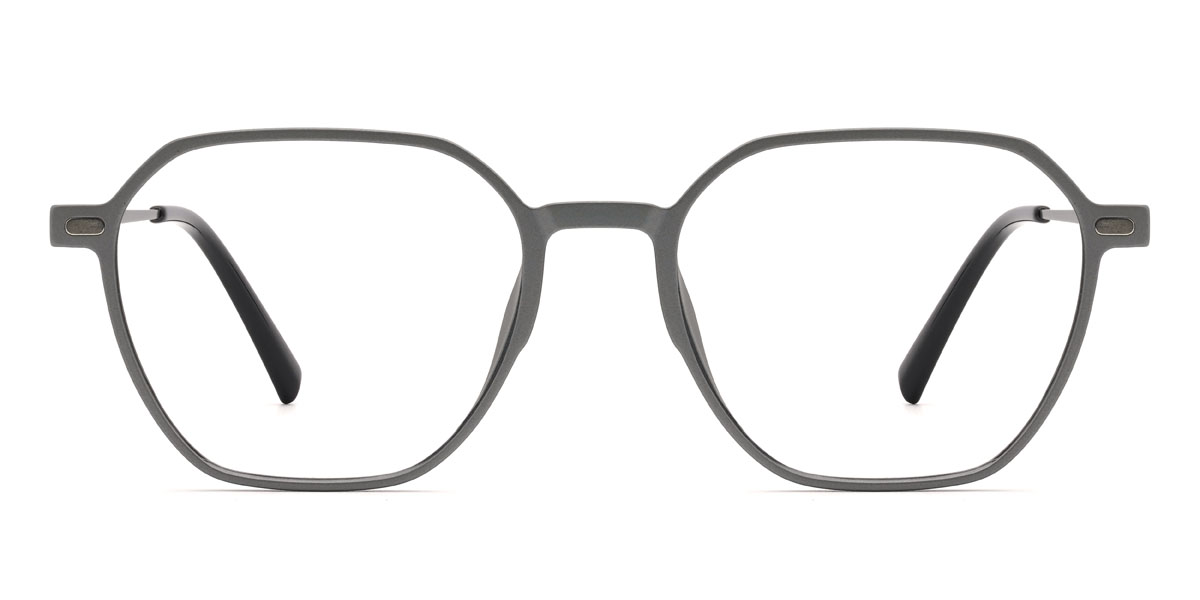 Gun Grey Landry Glasses - Rectangle Clip-On Sunglasses