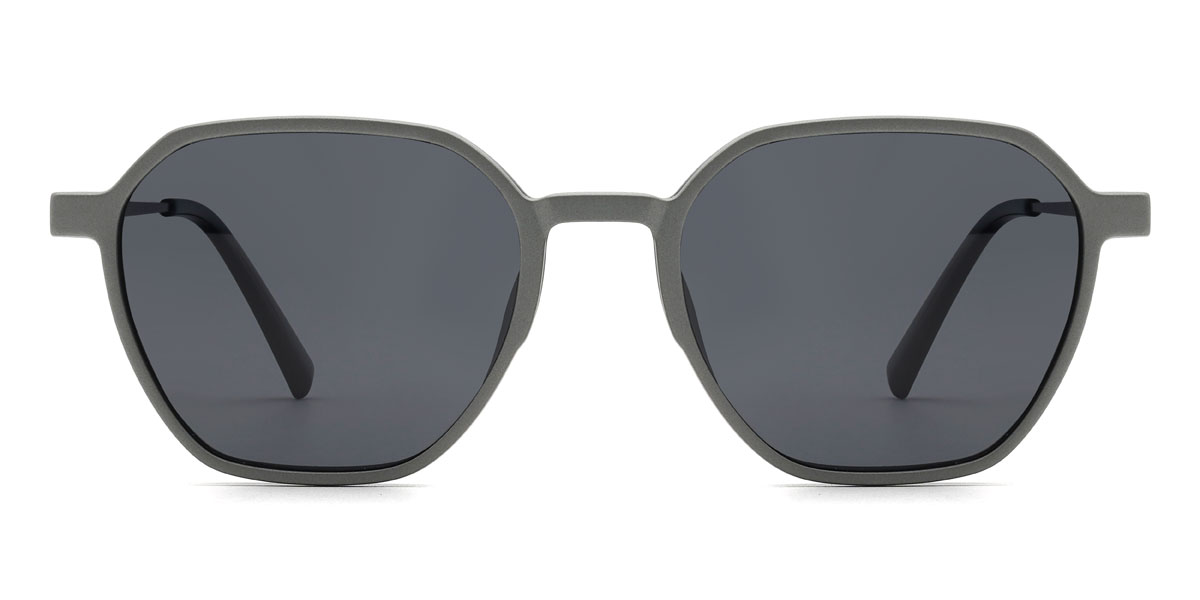 Gun Grey Landry Glasses - Rectangle Clip-On Sunglasses