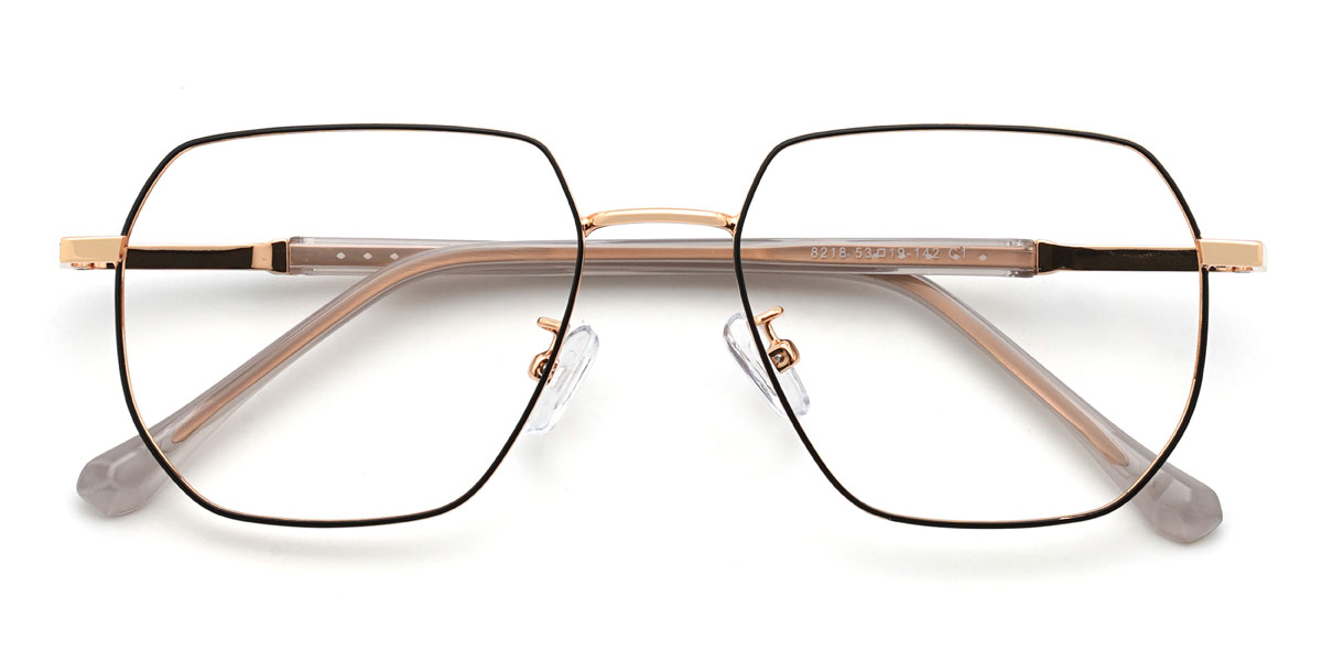 Gold Black Kiran Glasses - Rectangle Glasses