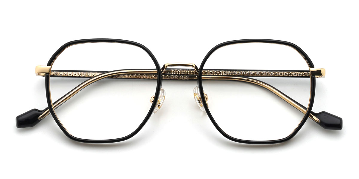 Gold Black Silvia Glasses - Oval Glasses
