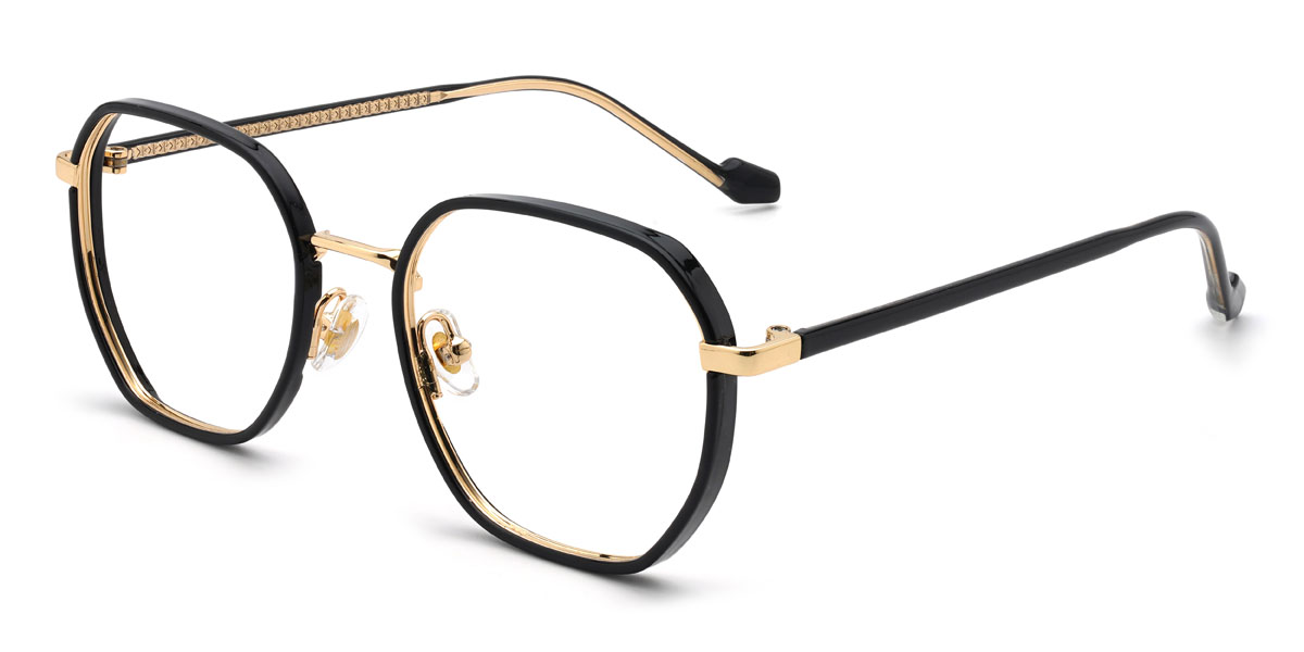 Gold Black Silvia Glasses - Oval Glasses