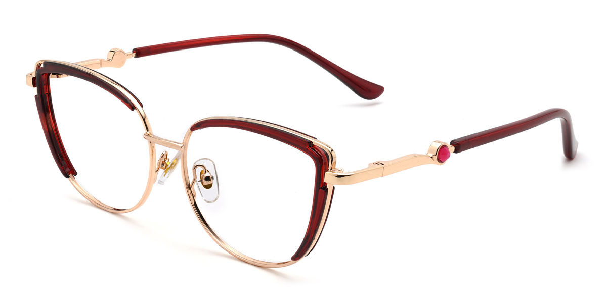 Gold Wine Cristina Glasses - Cat Eye Glasses