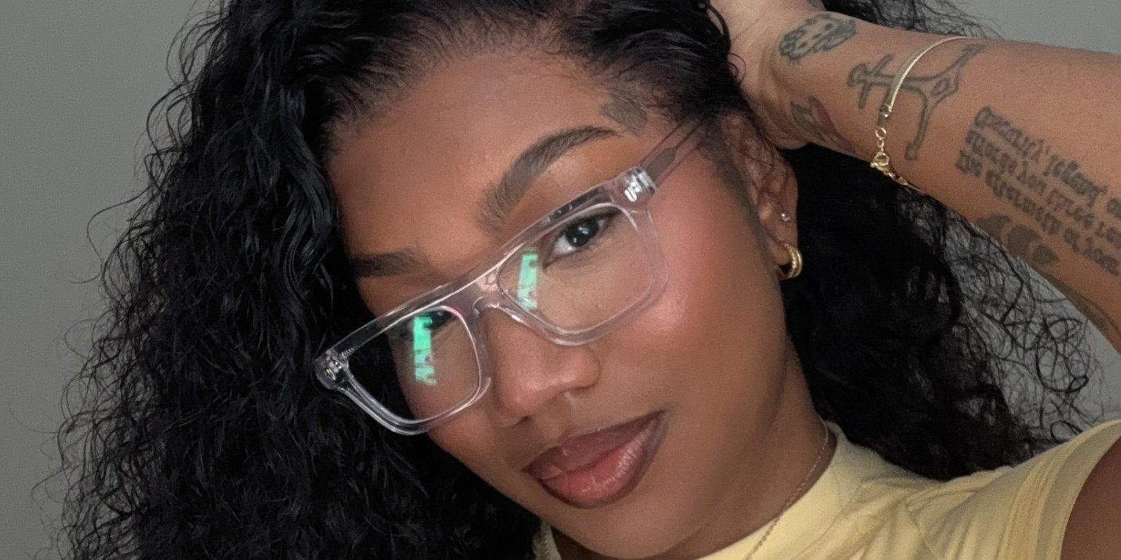 Clear Purple Charlize Glasses - Rectangle Glasses