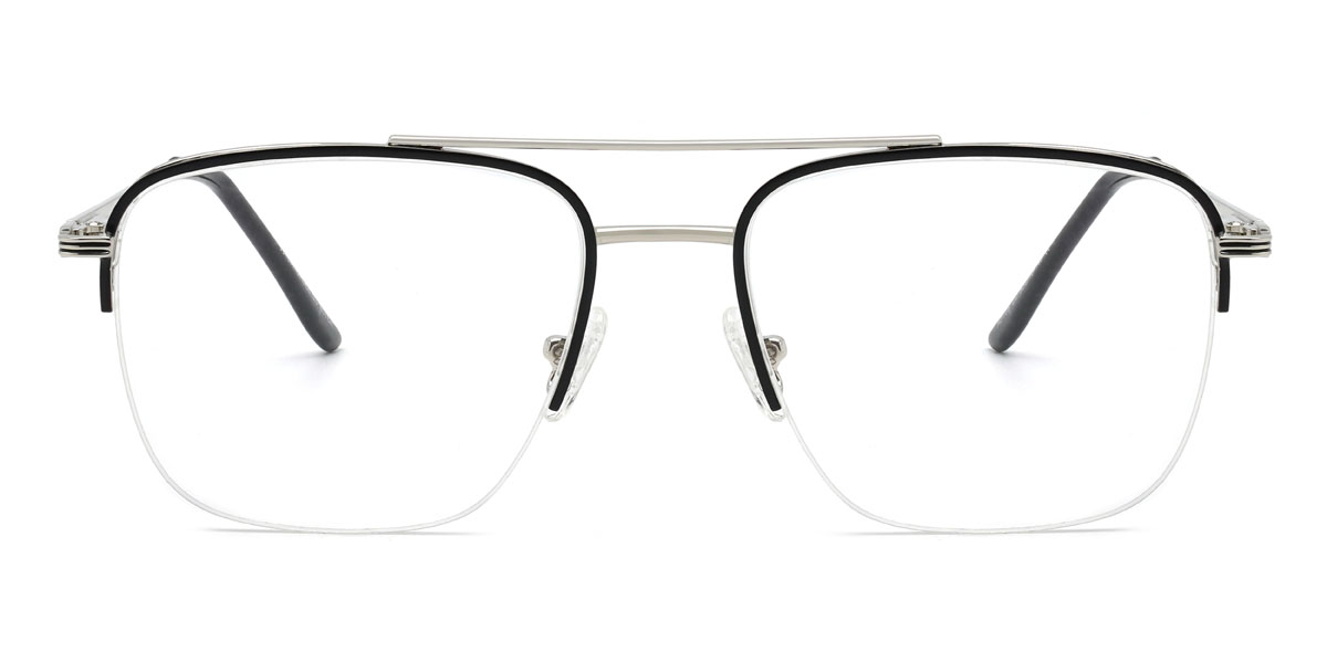 Negro Plata Divya Gafas - Aviator Glasses