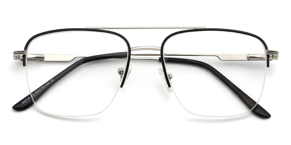 Negro Plata Divya Gafas - Aviator Glasses