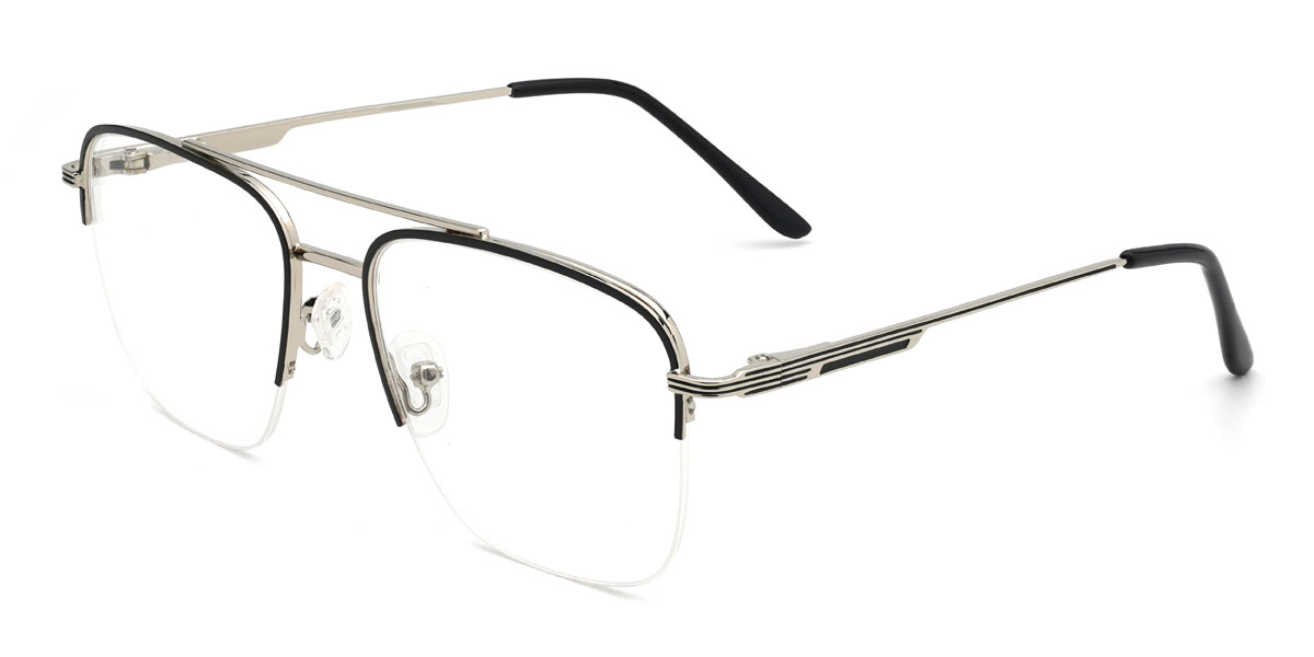 Negro Plata Divya Gafas - Aviator Glasses