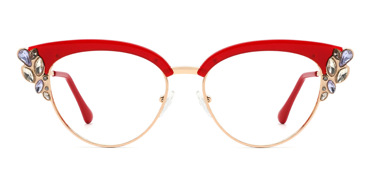 Gold Red Ozara Glasses - Cat Eye Glasses