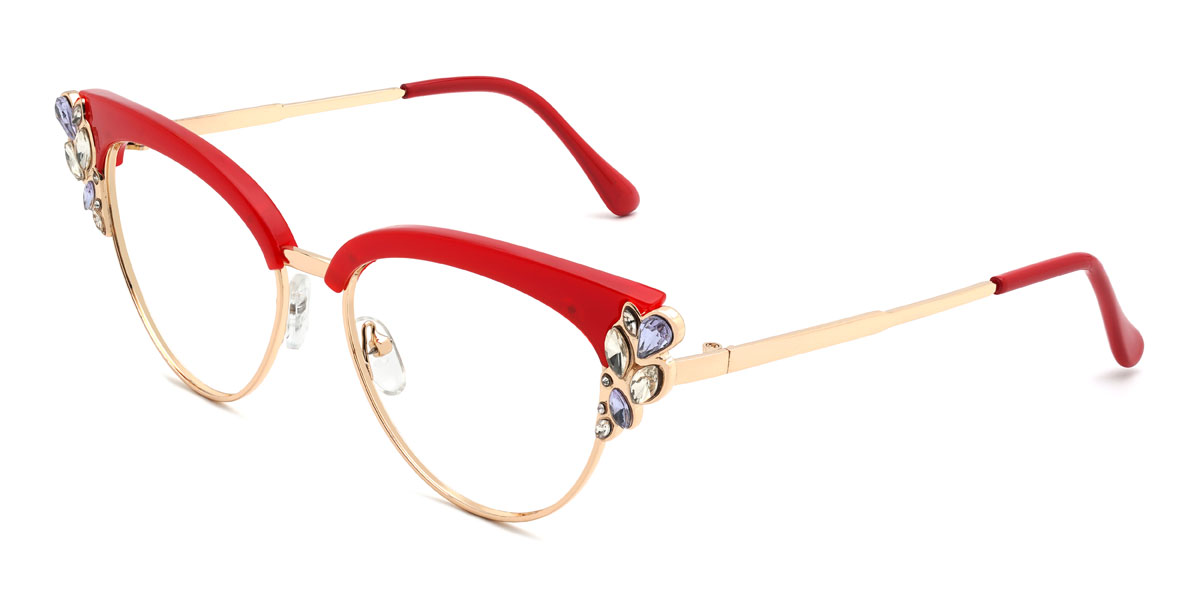 Gold Red Ozara Glasses - Cat Eye Glasses