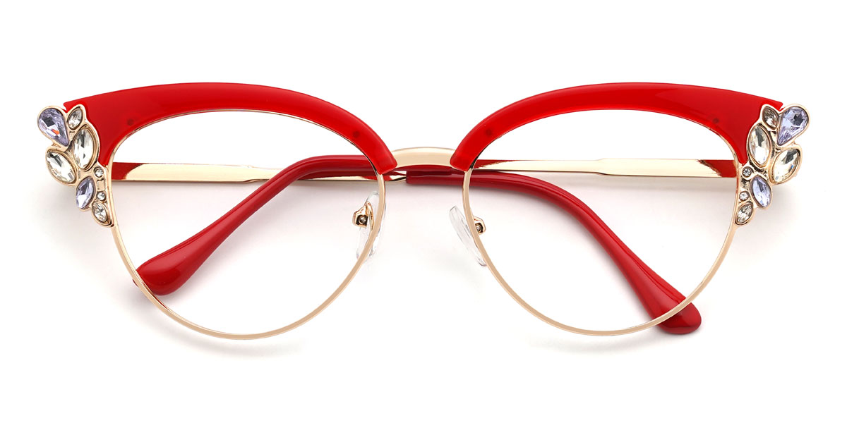 Gold Red Ozara Glasses - Cat Eye Glasses