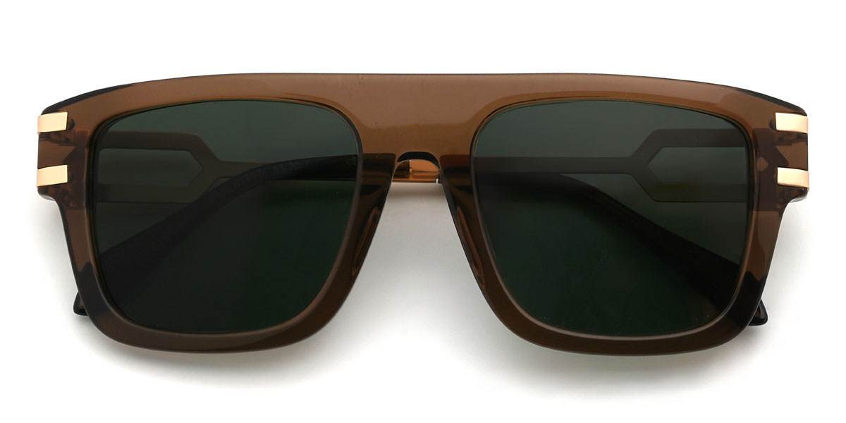 Barna sötétzöld Sayed Szemüveg - Rectangle Sunglasses