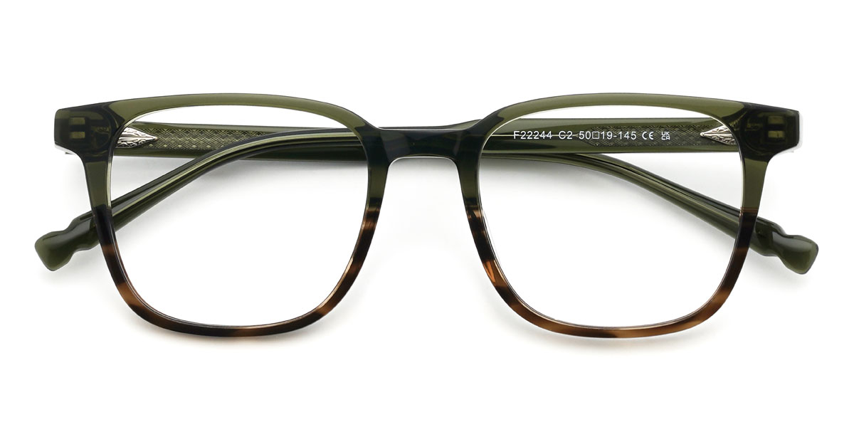 Green Tortoiseshell Jorah Glasses - Rectangle Glasses