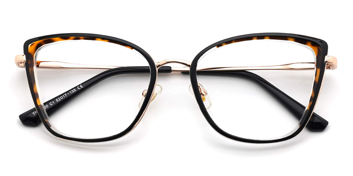 Noir Écaille de tortue Gladys Lunettes - Cat Eye Glasses