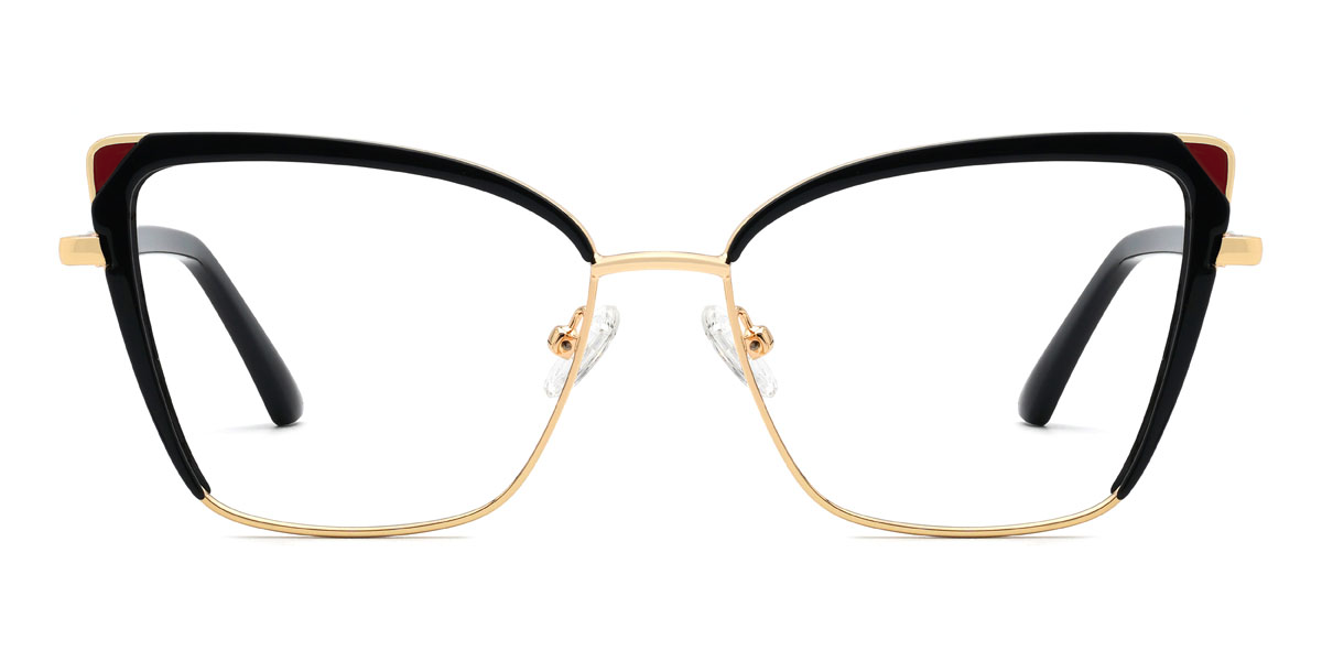 Gold Schwarz Karoline Brille - Cat Eye Glasses