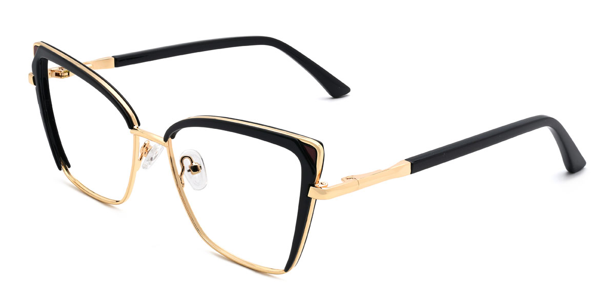 Gold Schwarz Karoline Brille - Cat Eye Glasses