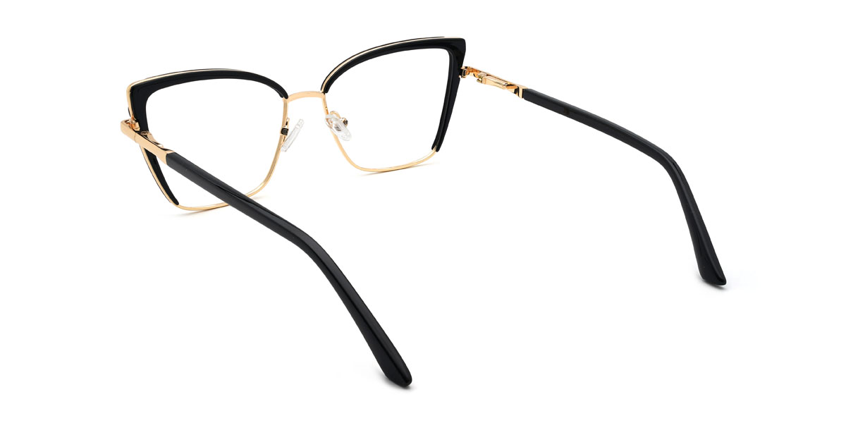 Gold Schwarz Karoline Brille - Cat Eye Glasses